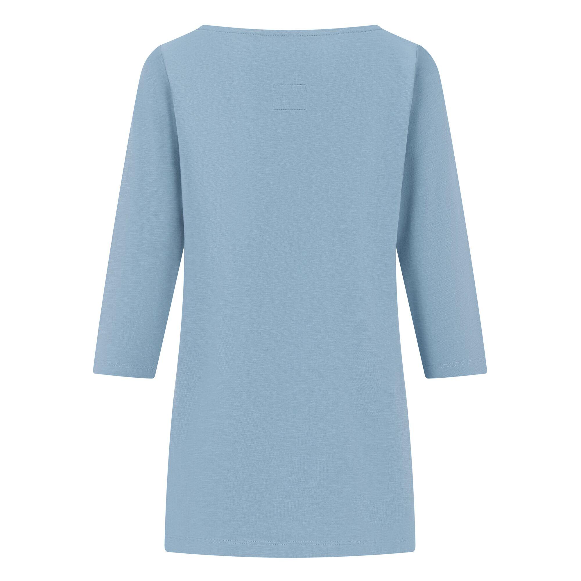 Tshirt Uni Manches ¾ Col Bateau PEVIA Femme (Bleu Délavé Chiné) 3/5