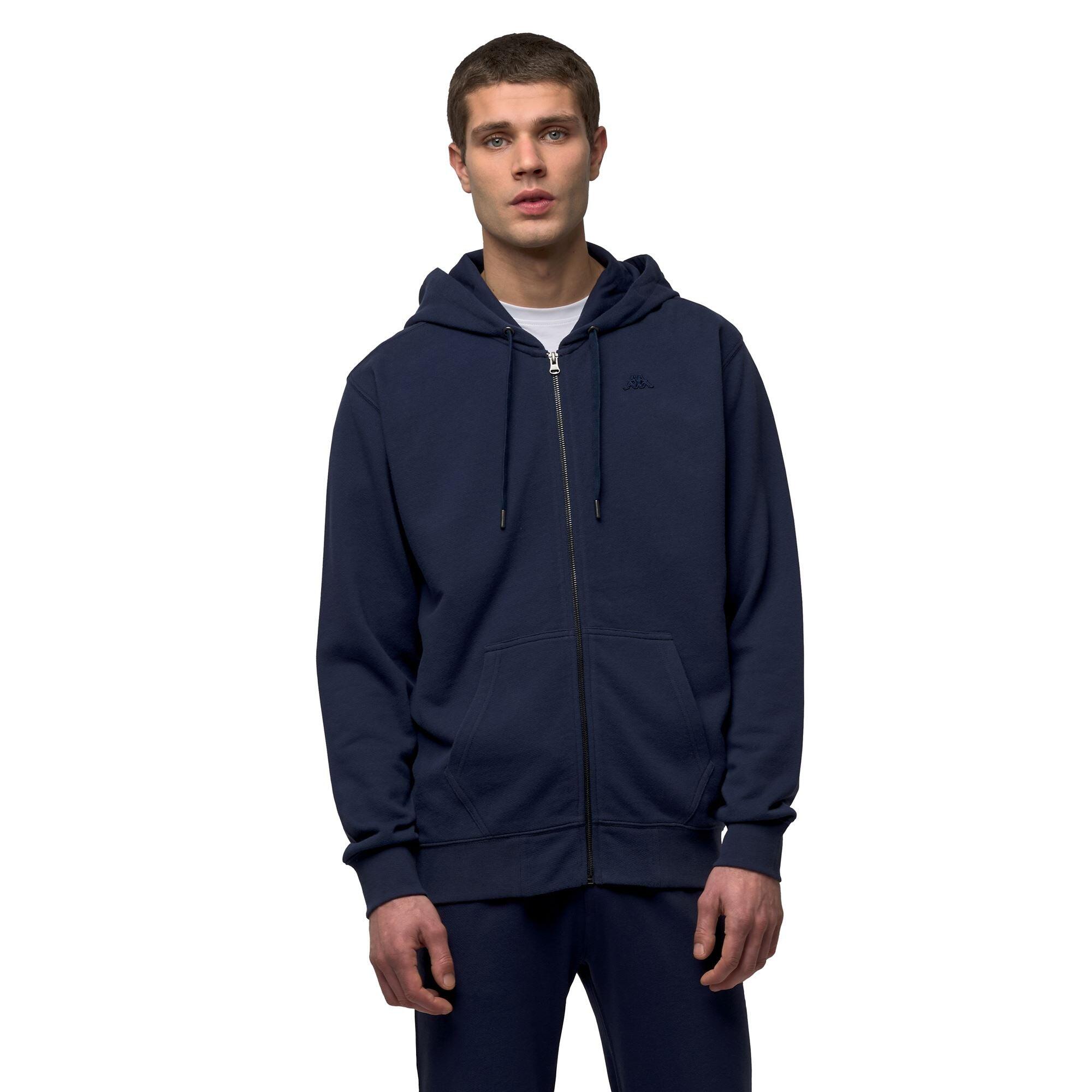 Felpa con cappuccio e zip da uomo in cotone blu da lifestyle 4/6