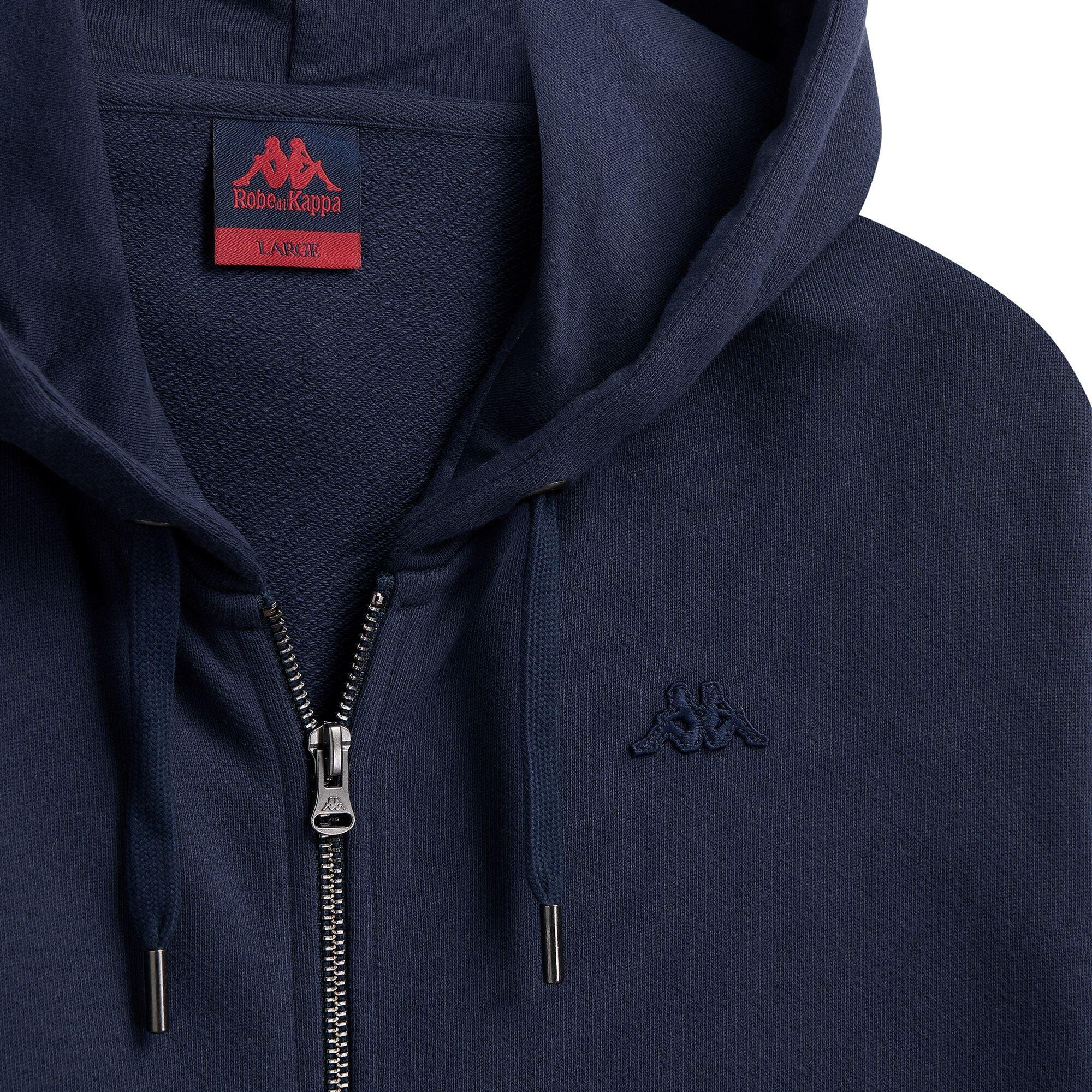 Felpa con cappuccio e zip da uomo in cotone blu da lifestyle 3/6