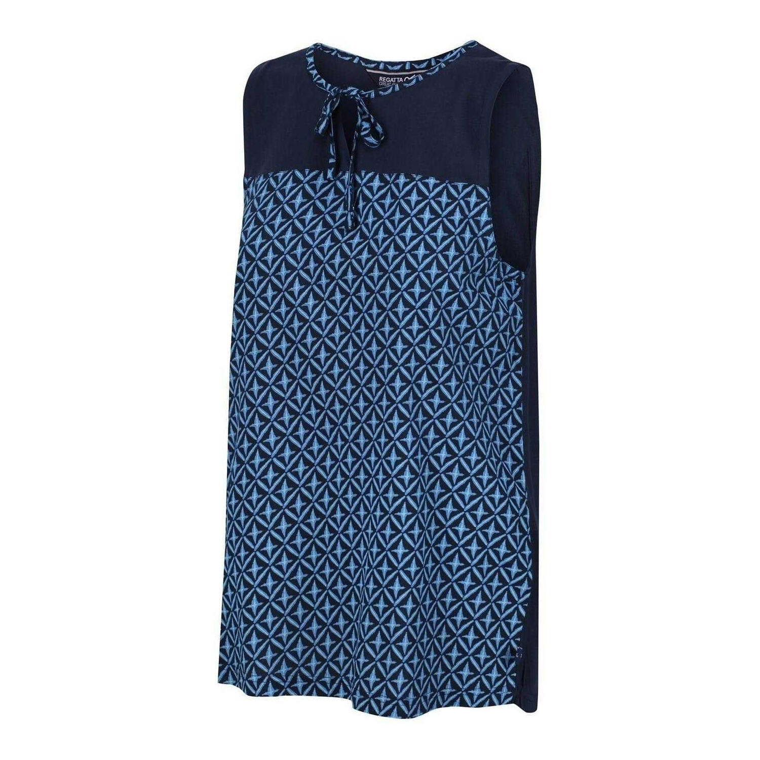 Womens/Ladies Janessa Patterned Sleeveless TShirt (Navy) 3/4