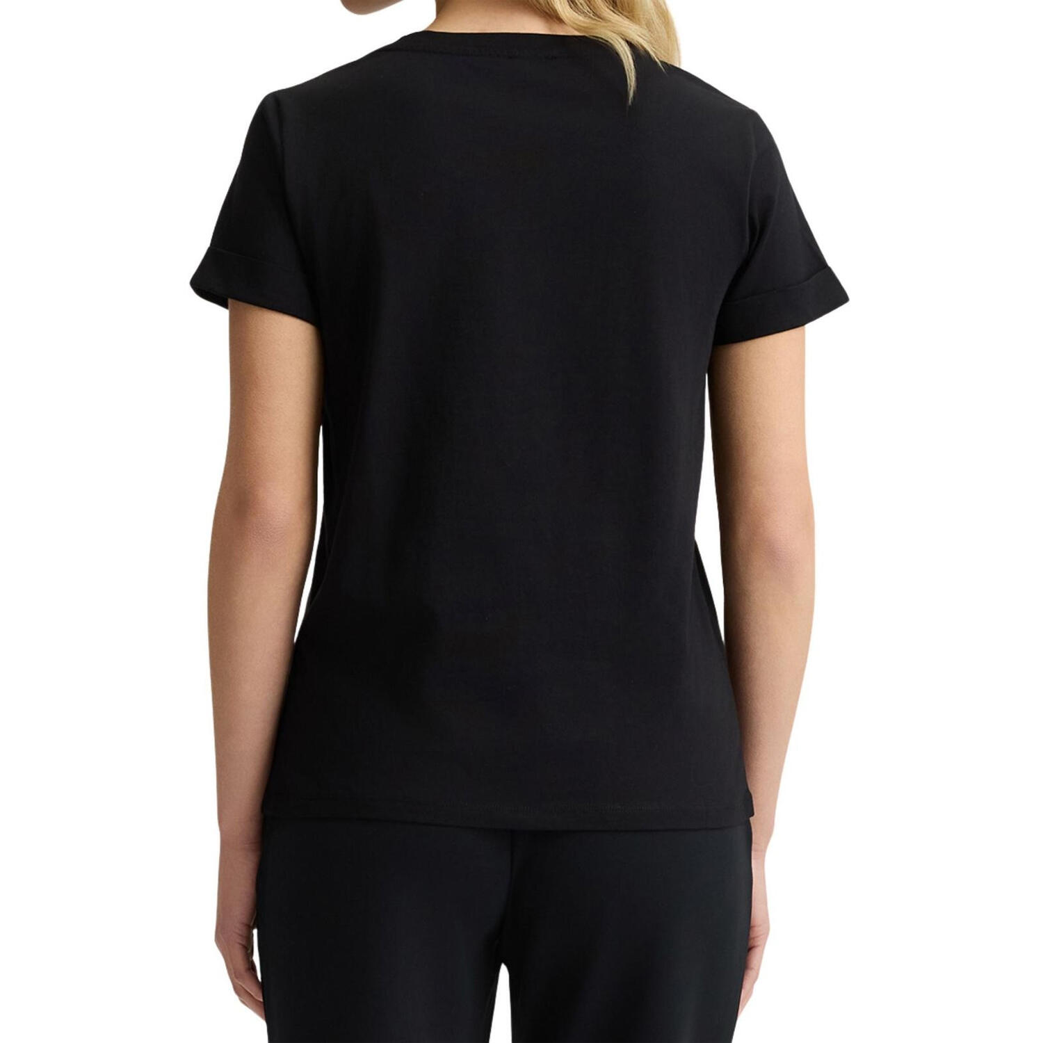 Dames Bloemen Regular Tshirt (Zwart) 2/3
