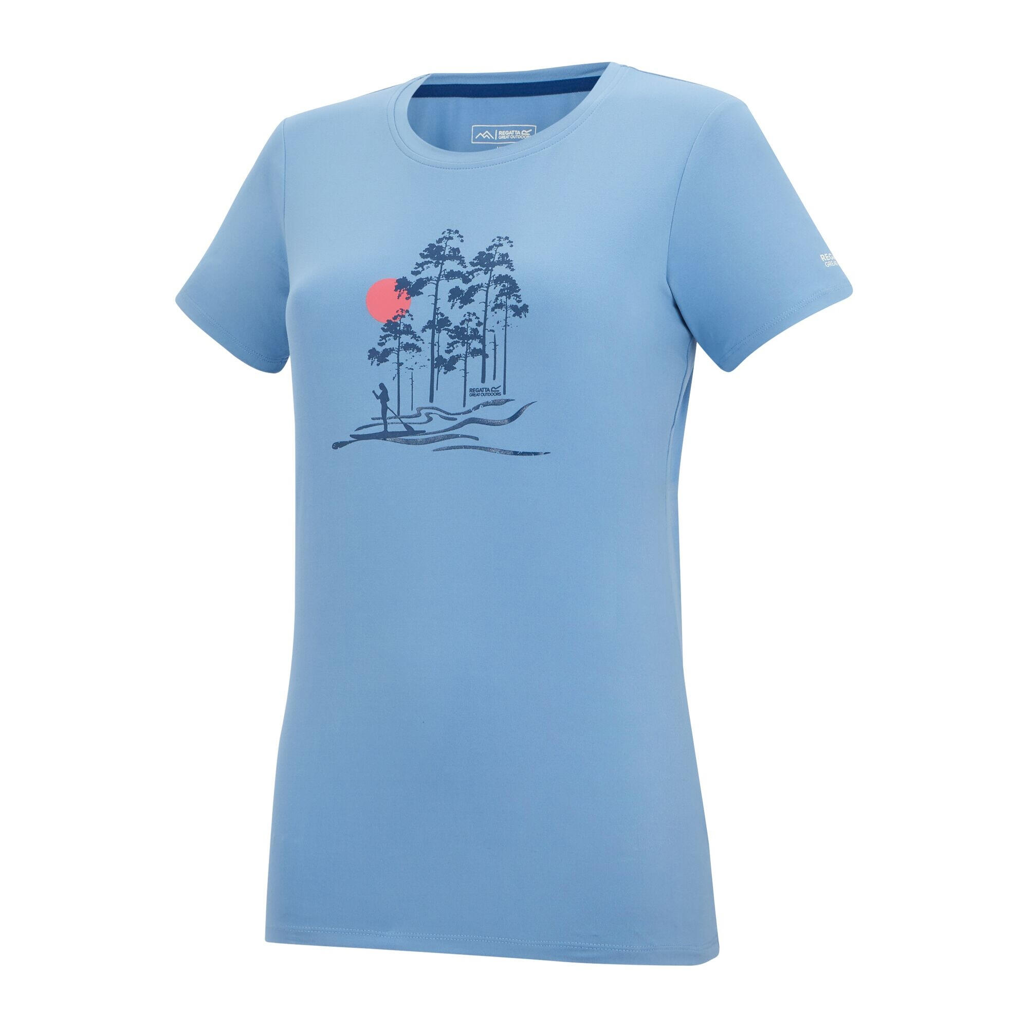 Dames Fingal Trees Stretch Tshirt (Gewassen Denim) 4/5