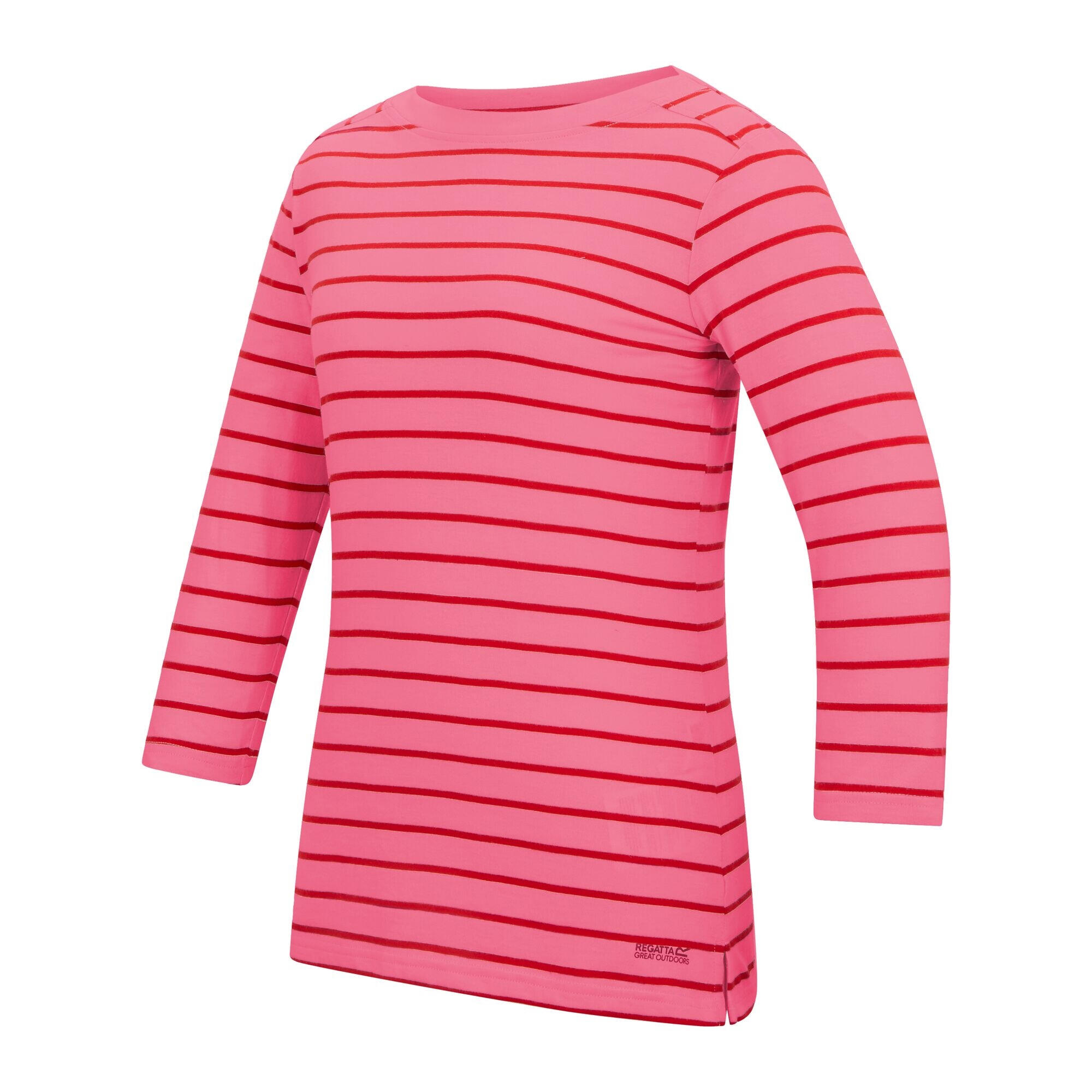 Maglietta A Strisce Donna Regatta Baylette II Limonata Rosa Rosso Alto Rischio 3/4