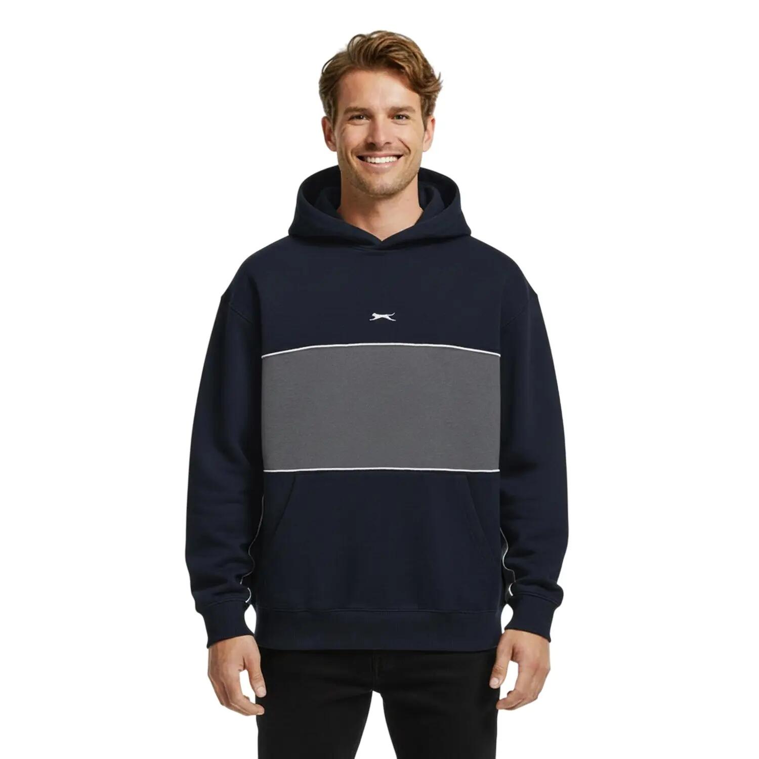 Mens Colour Block Drawstring Hoodie (Navy) 4/4