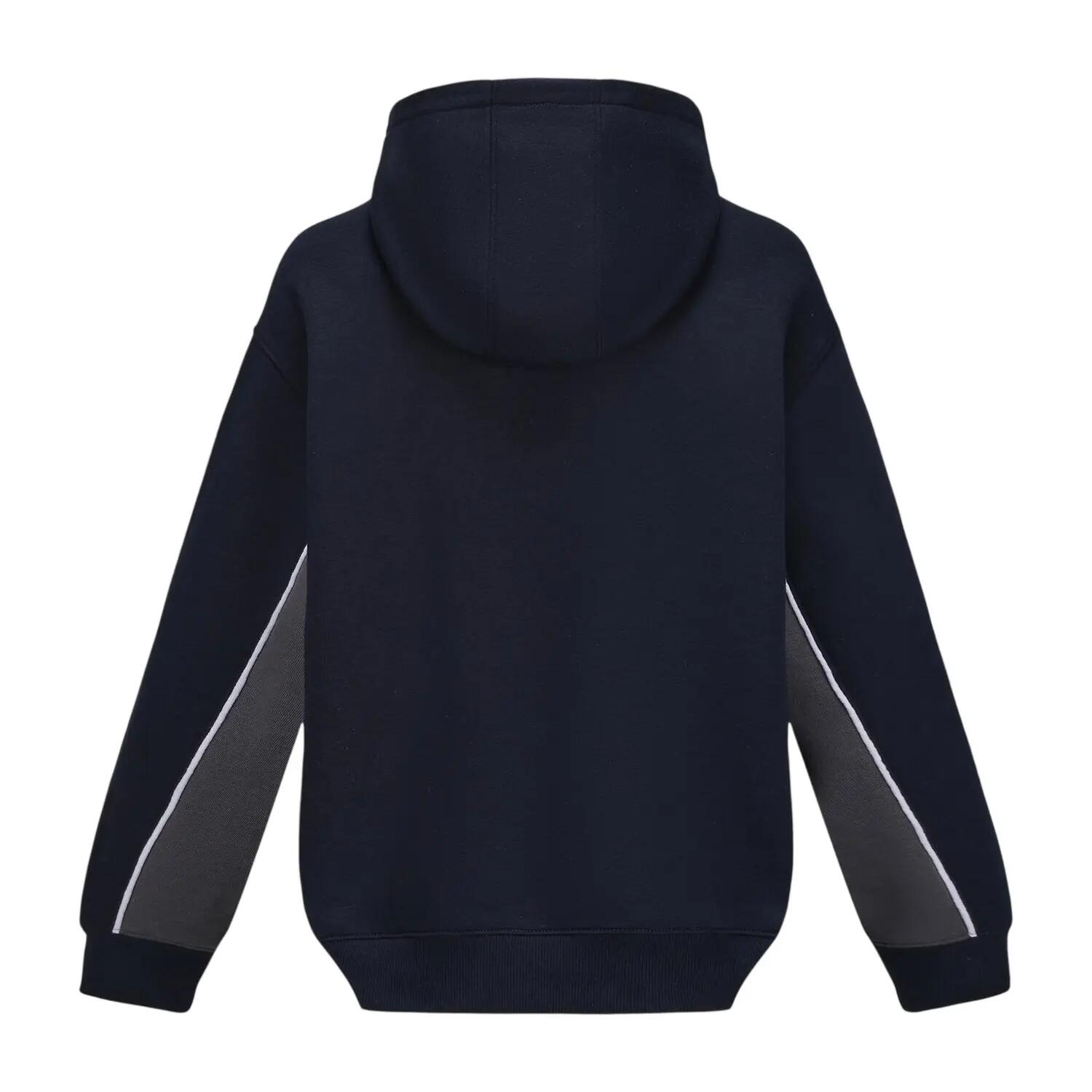 Mens Colour Block Drawstring Hoodie (Navy) 3/4