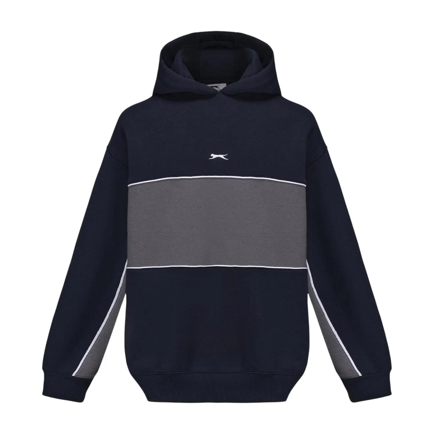 Mens Colour Block Drawstring Hoodie (Navy) 2/4