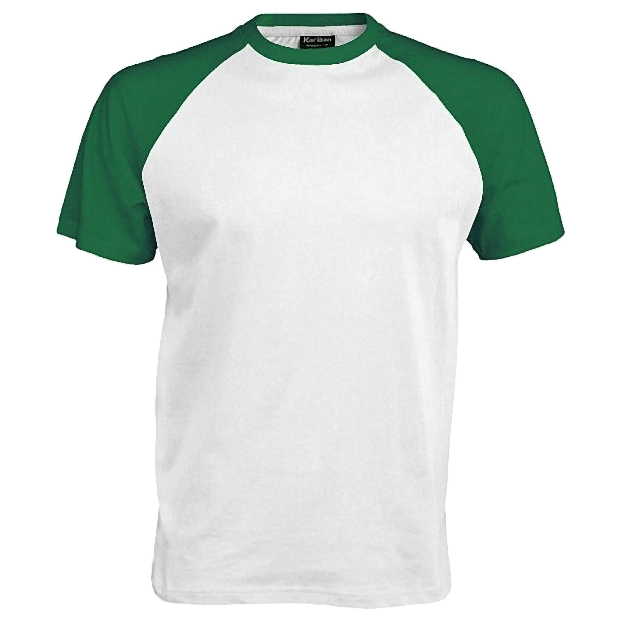 Mens Short Sleeve Baseball TShirt (White/Forest) 2/2