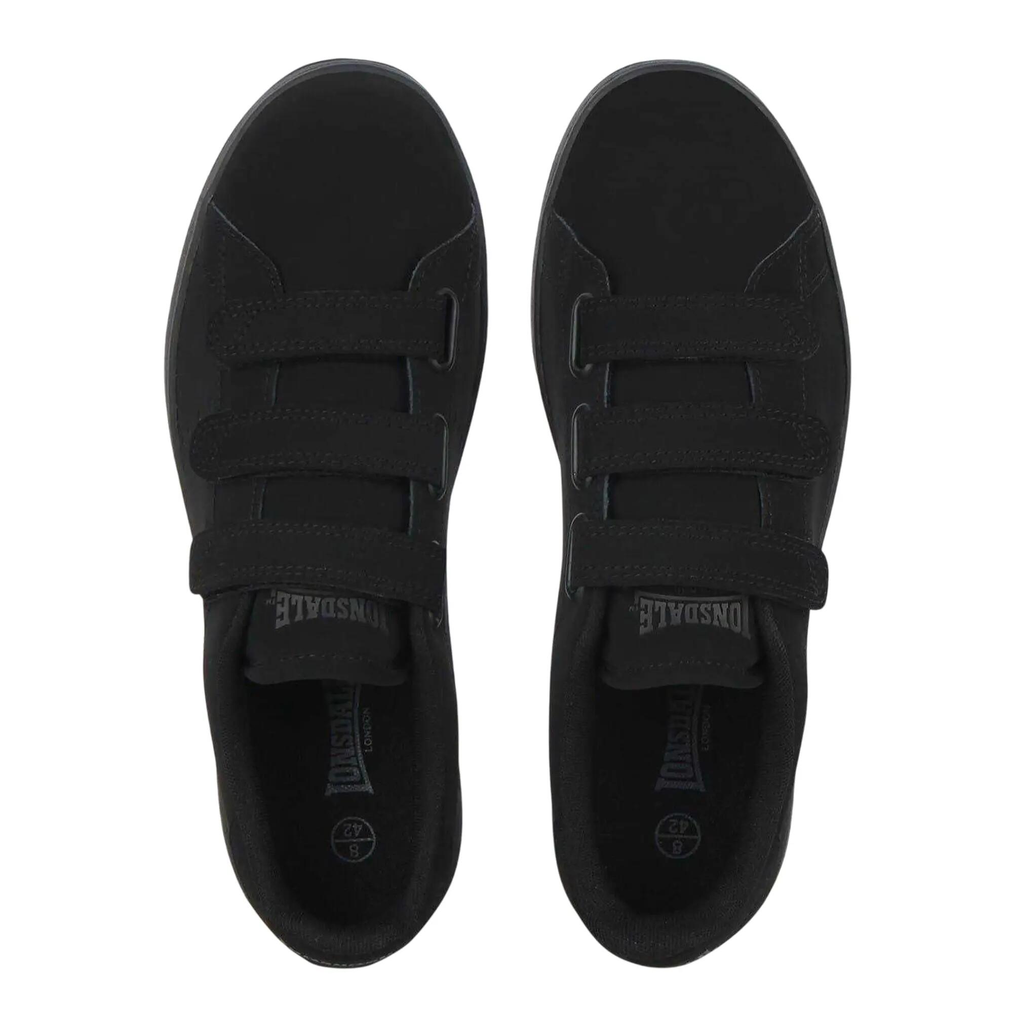 Mens Leyton Triple Strap Flat Trainers (Black) 3/4