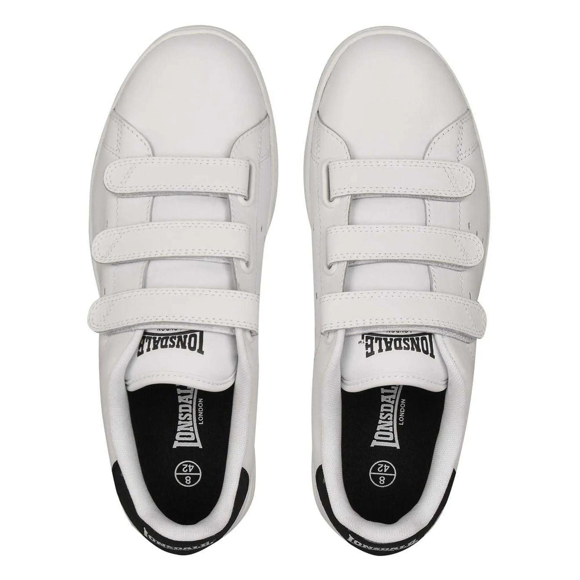 Mens Leyton Triple Strap Flat Trainers (White/Navy) 4/5