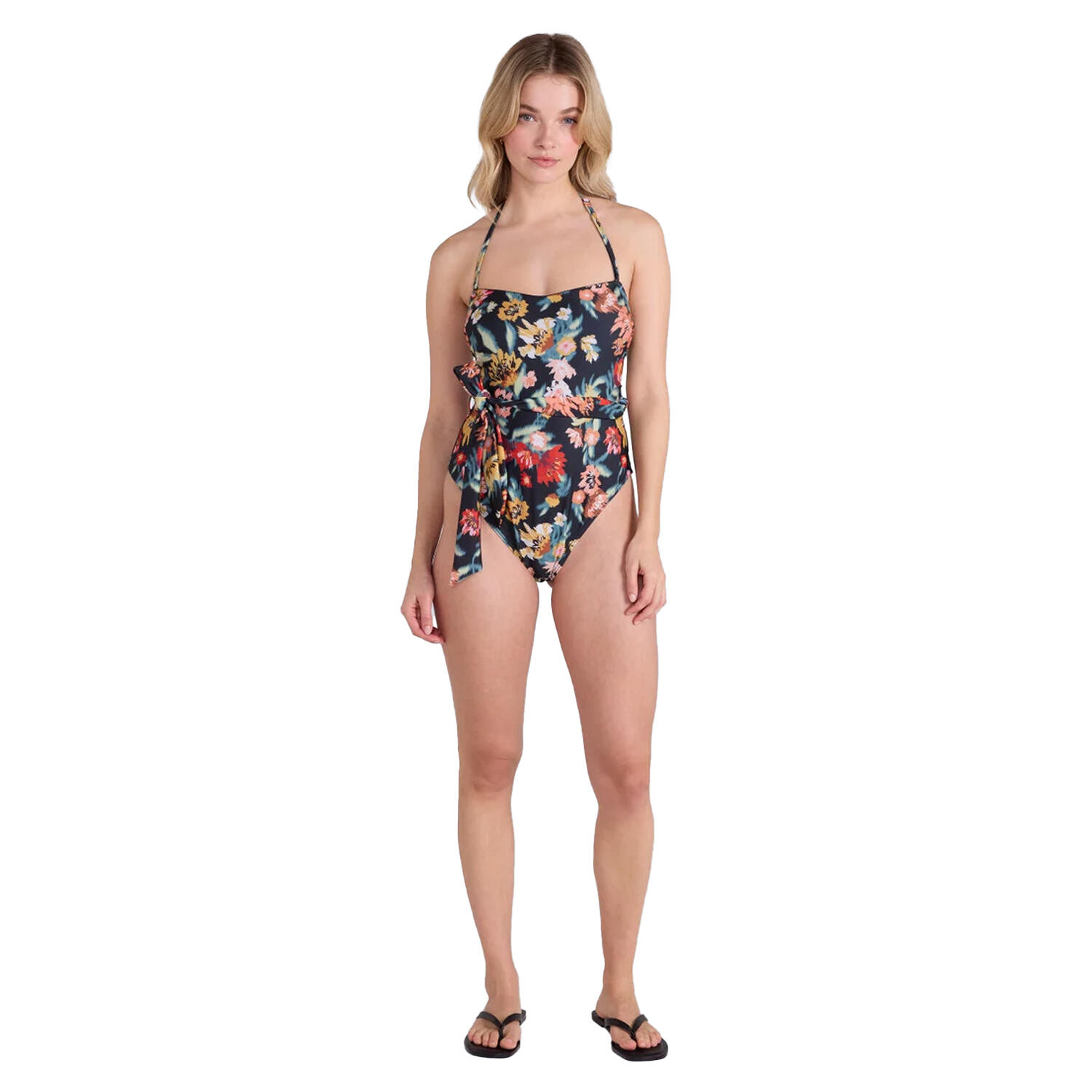 Womens/Ladies Belted Bandeau One Piece Swimsuit (Green) 4/4