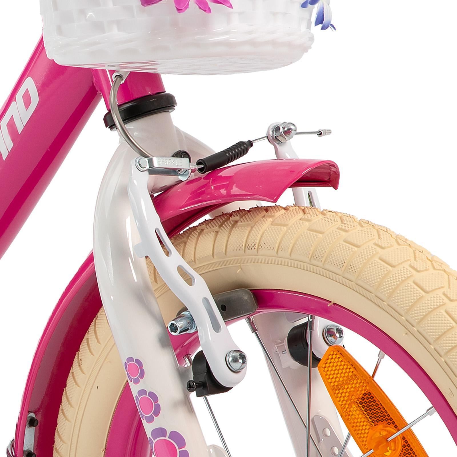 Fille vélo vélo enfant 12/14/16", roulettes, double frein, panier avant 4/6