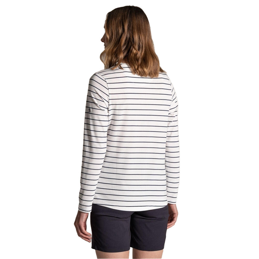 Tshirt Manches Longues Motif/style À Rayures AKONA Femme (Blanc / Bleu Marine À 3/4