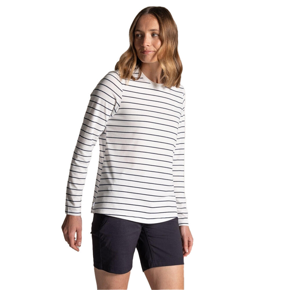 Tshirt Manches Longues Motif/style À Rayures AKONA Femme (Blanc / Bleu Marine À 2/4
