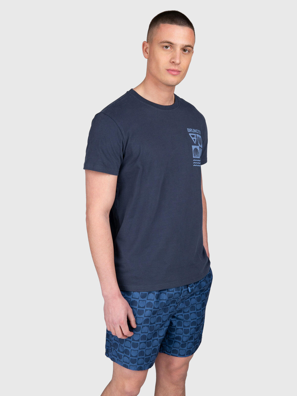 Jelledee Homme T-shirt Mode Coupe régulière Col rond Indigo Blue 5/6