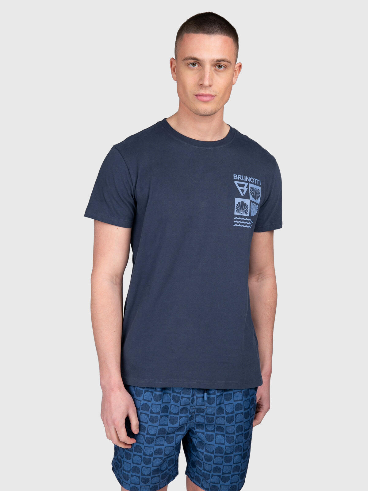 Jelledee Homme T-shirt Mode Coupe régulière Col rond Indigo Blue 4/6