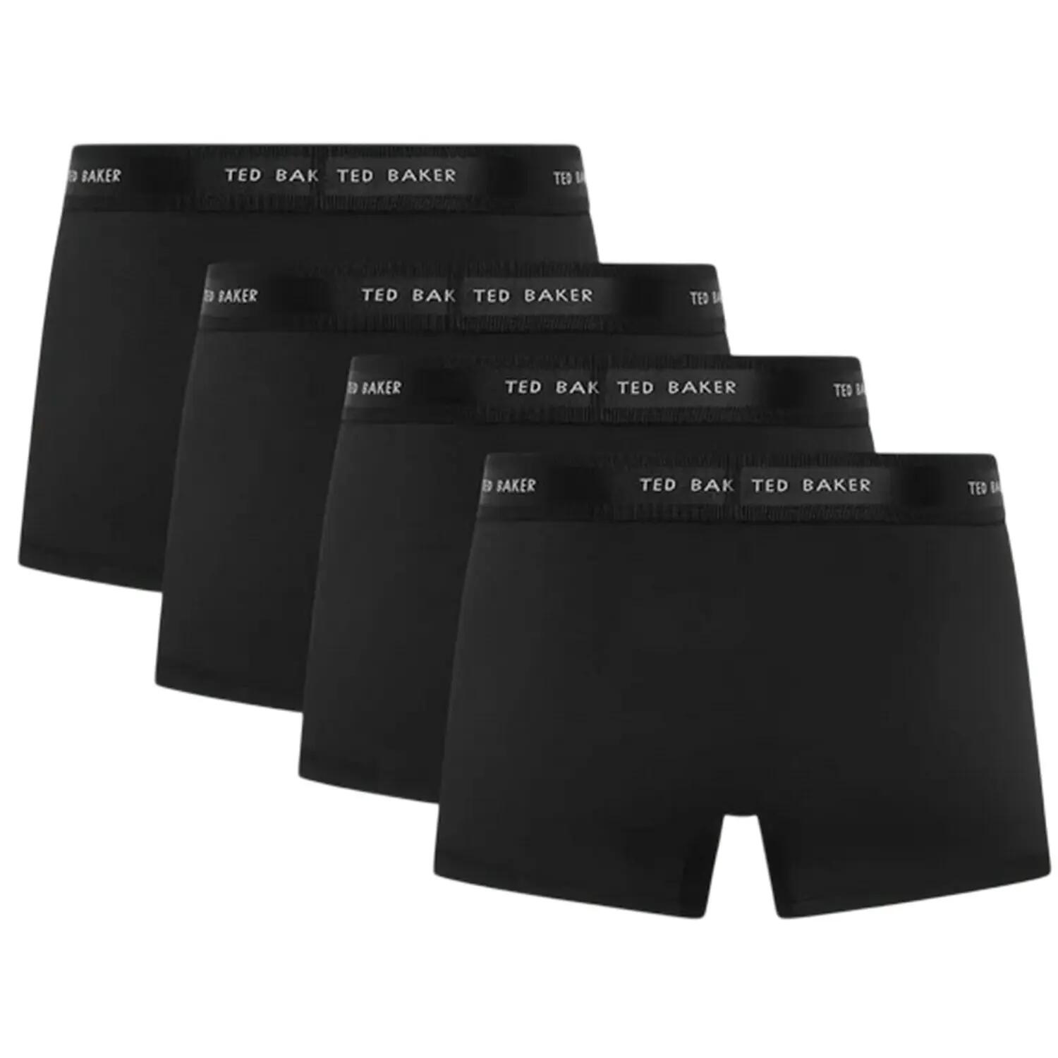 Mens Plain Boxer Shorts (Pack of 4) (Black) 2/3