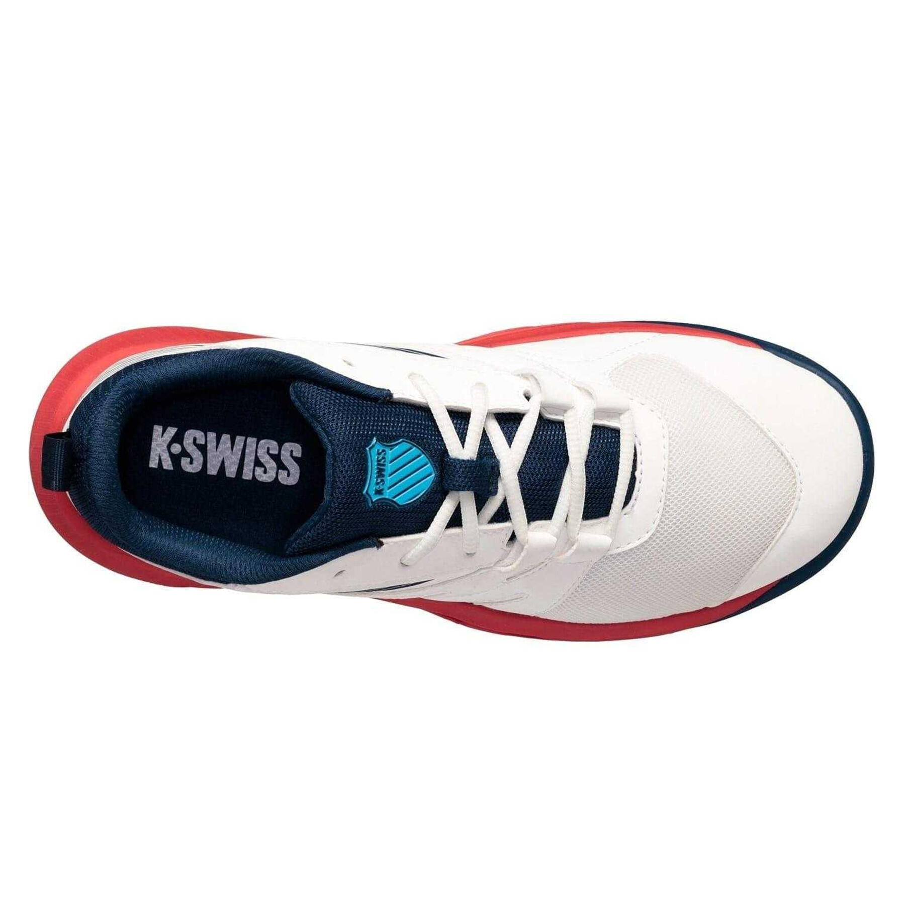 Boys Speed Trac Tennis Court Shoes (White/Blue) 3/4