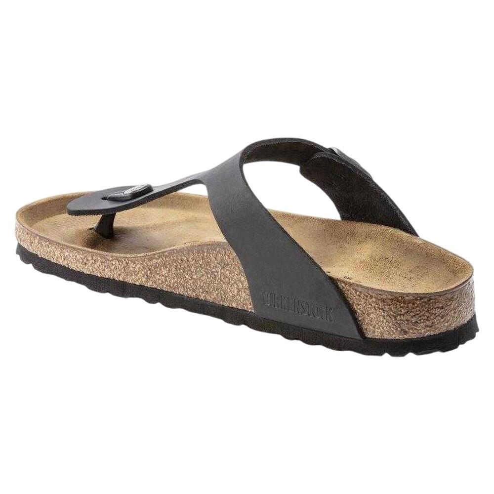 Dames Gizeh Geolied Leren Teenslippers (Zwart) 3/4