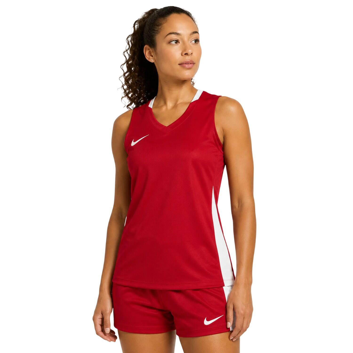 Maillot Sans Manches Motif/style Panneau Contrasté Femme (Rouge Vif / Blanc) 3/3