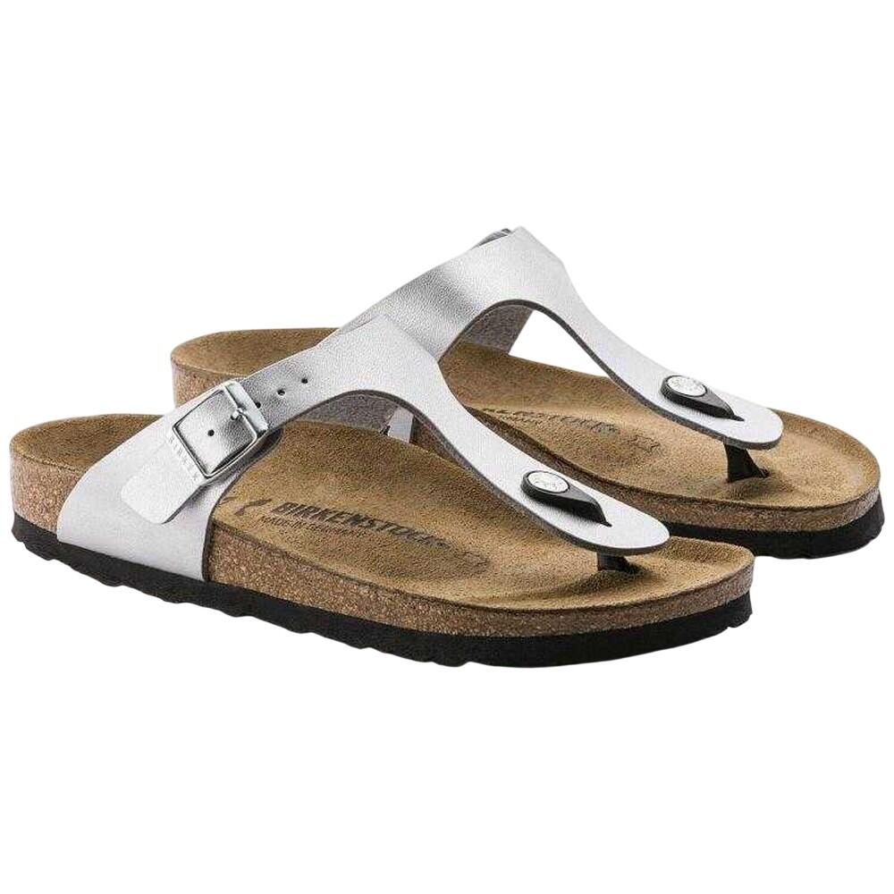 Womens/Ladies Gizeh Leather Flip Flops (Grey)