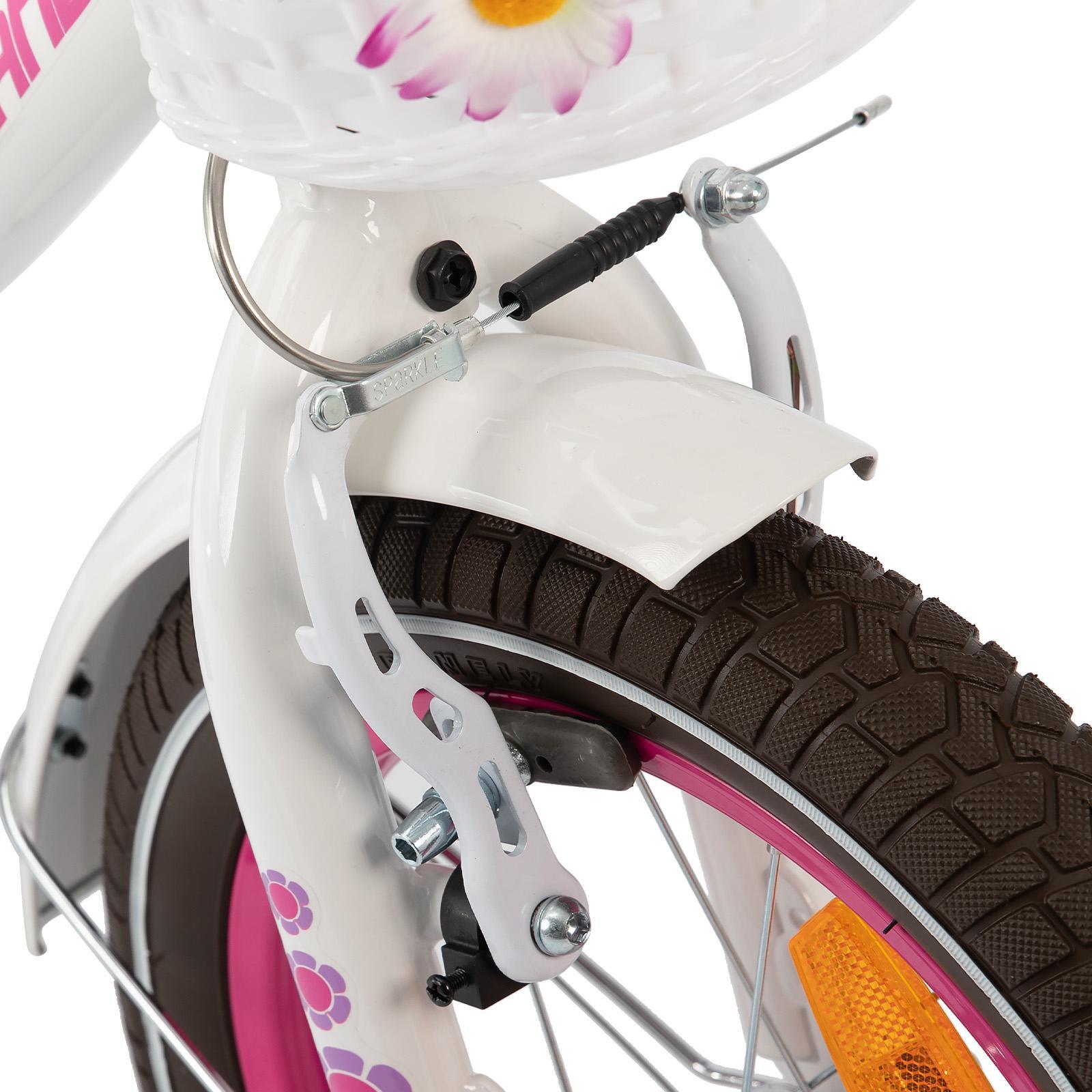Fille vélo vélo enfant 12/14/16", roulettes, double frein, panier avant 5/6