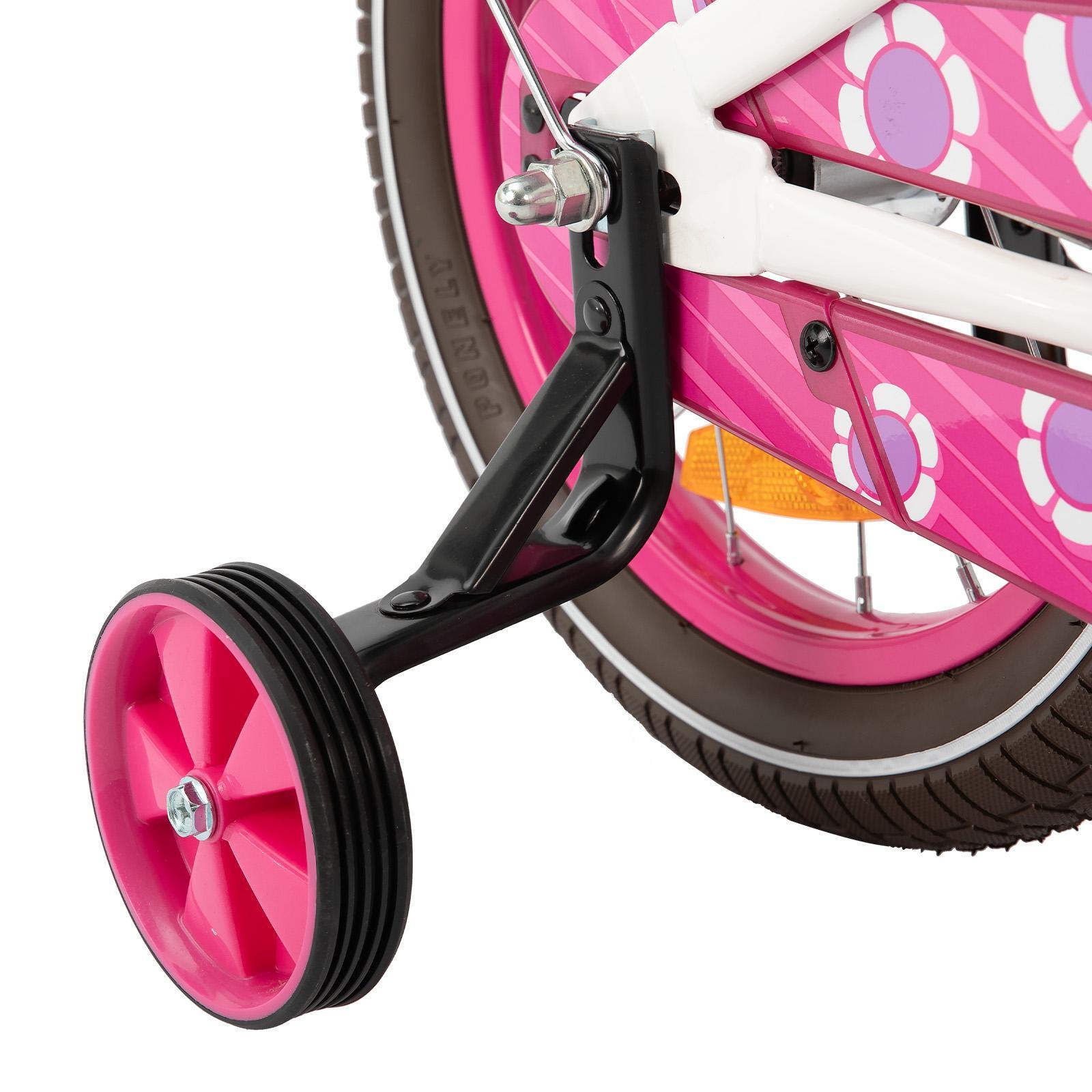 Fille vélo vélo enfant 12/14/16", roulettes, double frein, panier avant 4/6
