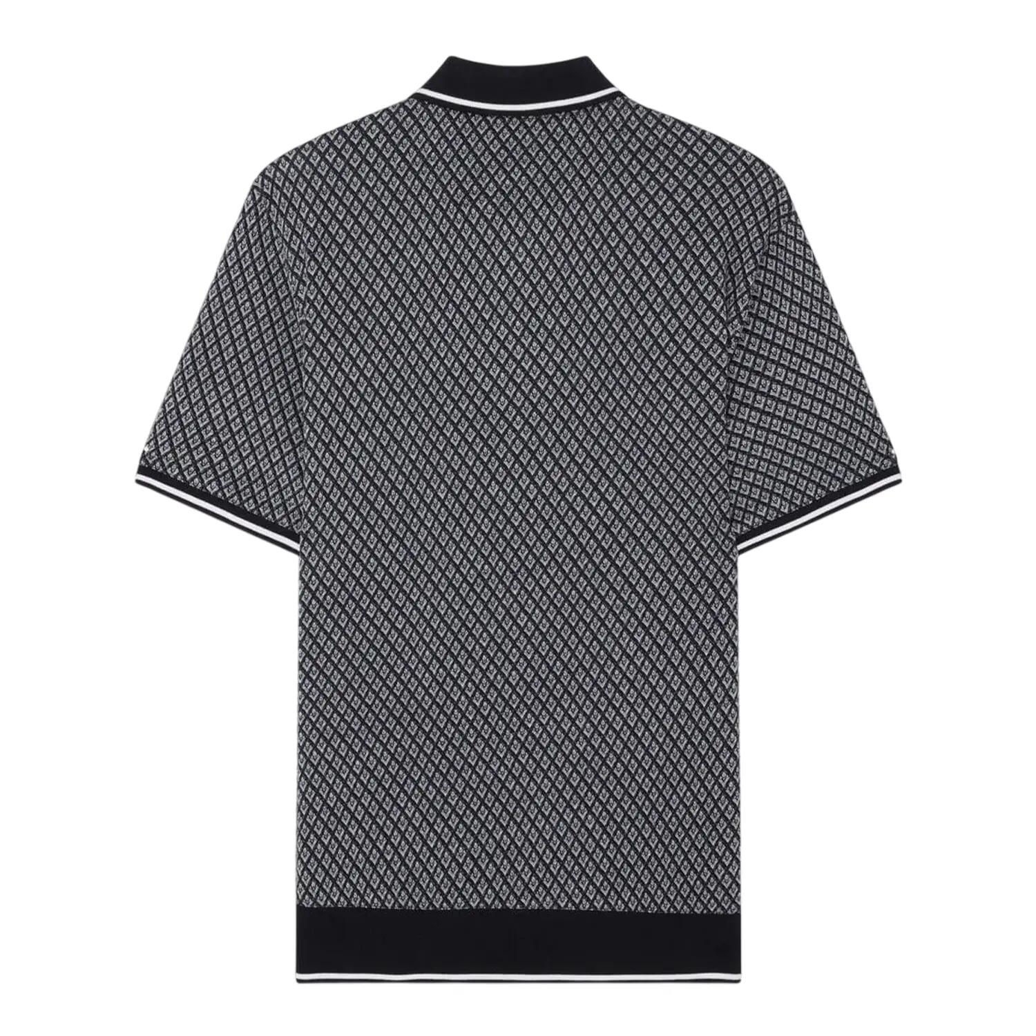 Mens Diamond Knitted Tipped Polo Shirt (Navy) 3/5