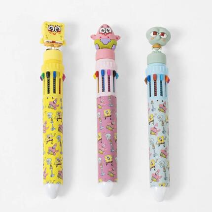 SpongeBob Schwammkopf Mehrfarbenstift für Kinder, 10 Farben mit 3D-Figur