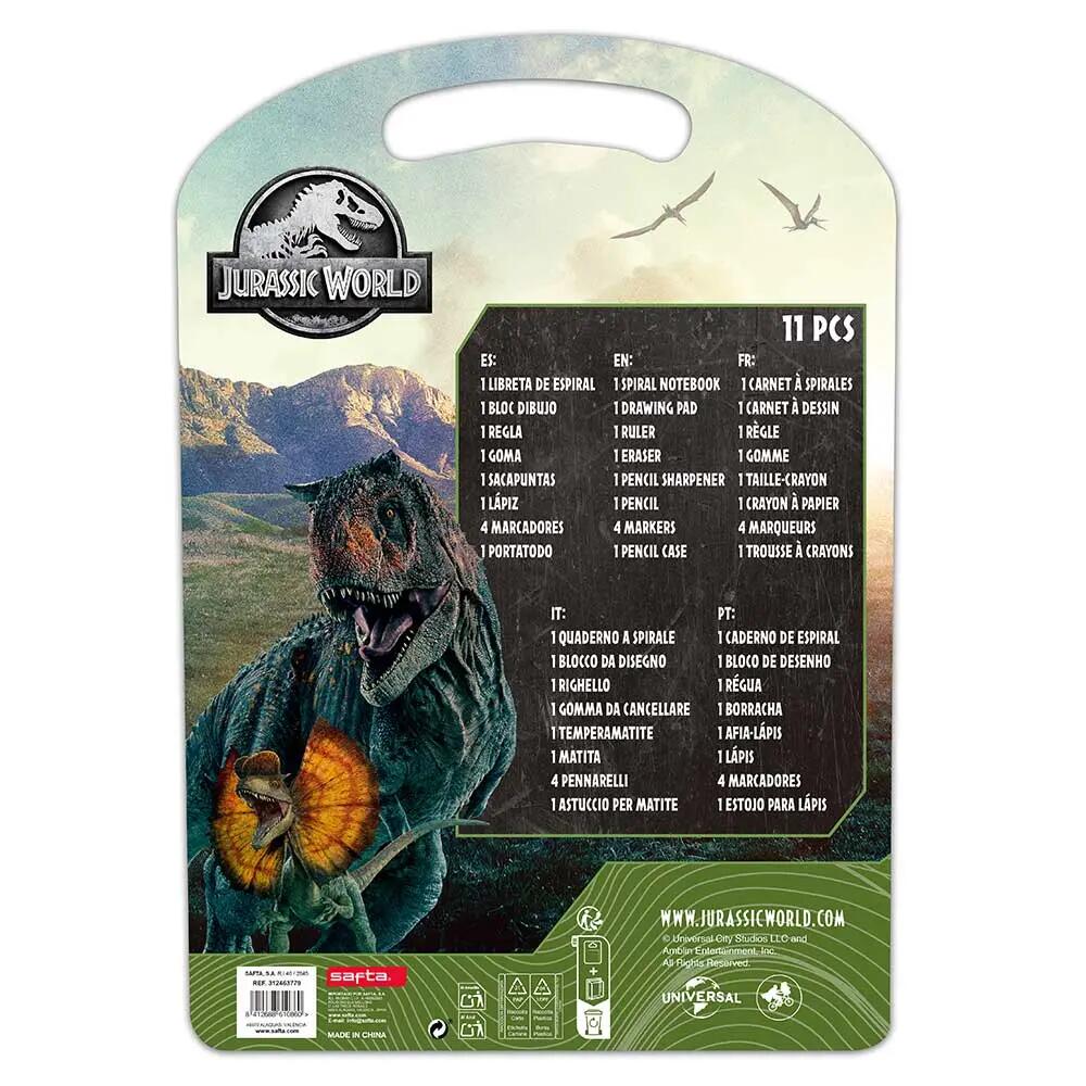 Ensemble de papeterie Jurassic World pour enfants (11 pièces) avec trousse 2/2