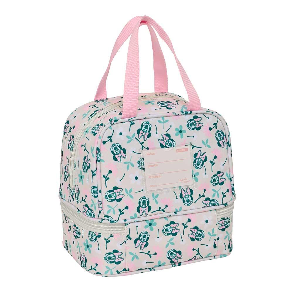 Portameriendas Infantil Minnie Mouse con Doble Compartimento y Asas Rosa Menta 2/3