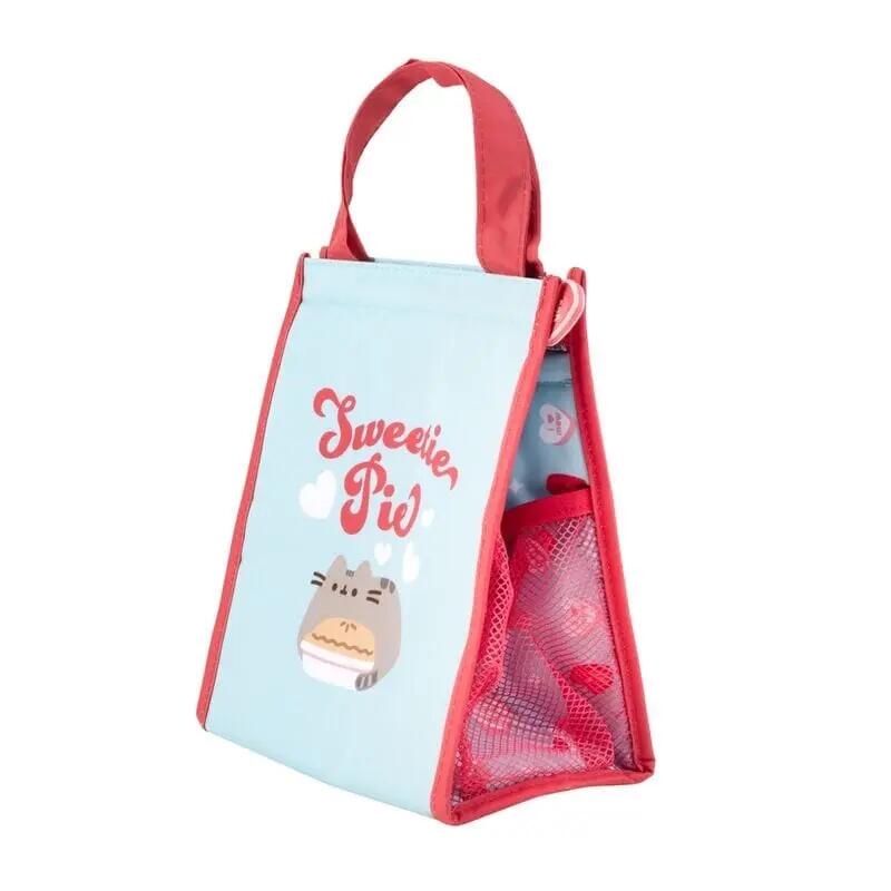 Lancheira infantil Pusheen com forro térmico, azul e rosa. 2/4