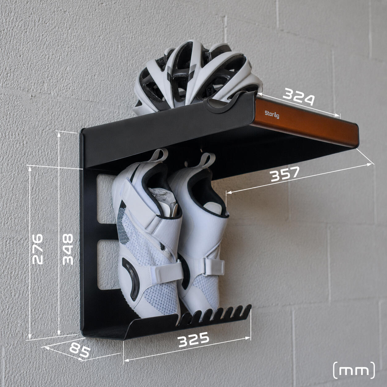 Support Mural pour Vélo avec Étagère et Crochets de Rangement 2/7