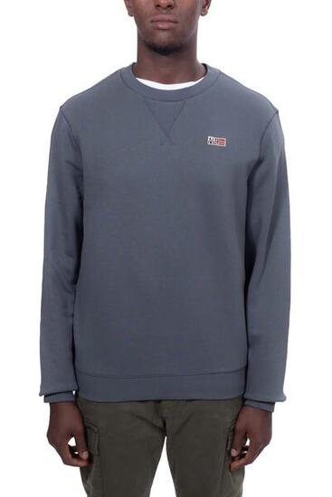 Sweat d'hiver - homme - manches longues, col rond, brodé - Buri - dark grey