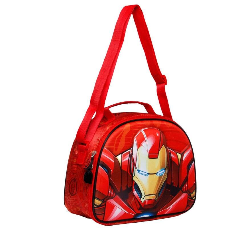 Bolsa Portameriendas 3D Infantil Iron Man con Cremallera y Correa Regulable Roja 3/4