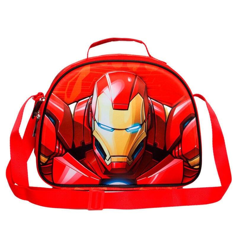 Bolsa Portameriendas 3D Infantil Iron Man con Cremallera y Correa Regulable Roja 2/4
