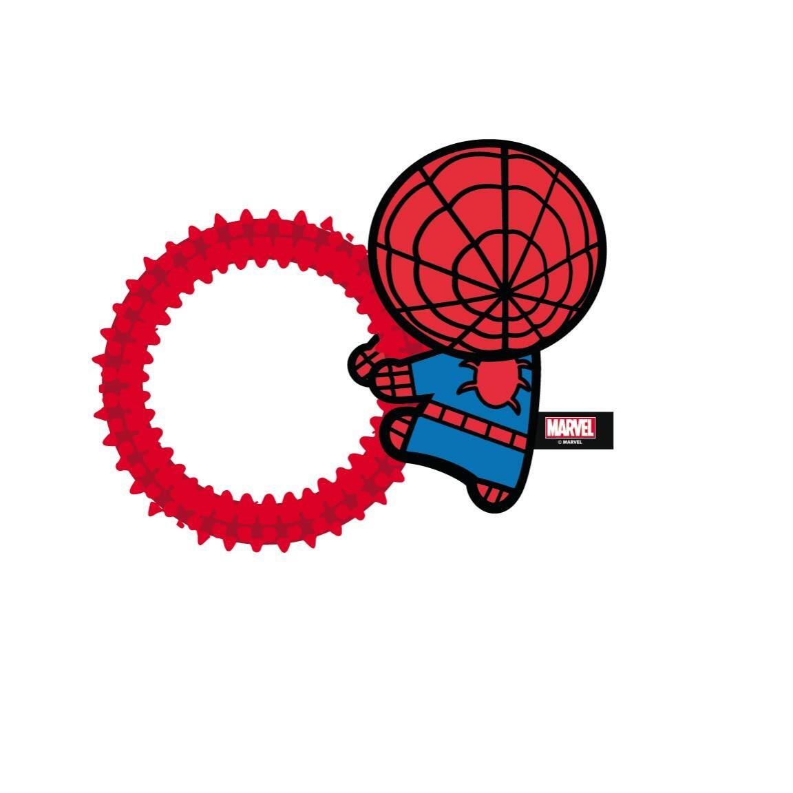 Jouet à mâcher Spiderman pour chien avec anneau texturé et jouet en tissu 3/7