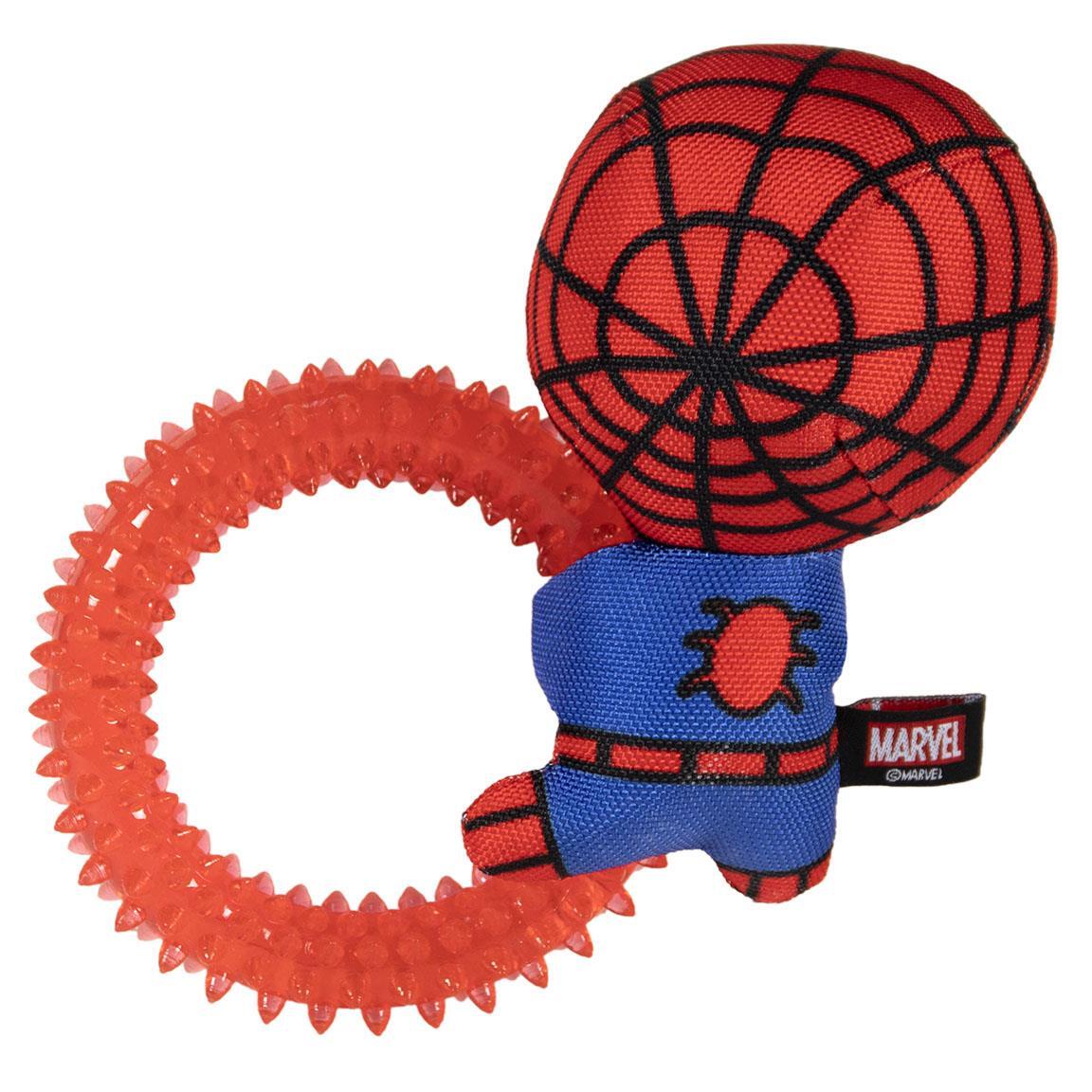 Jouet à mâcher Spiderman pour chien avec anneau texturé et jouet en tissu 2/7