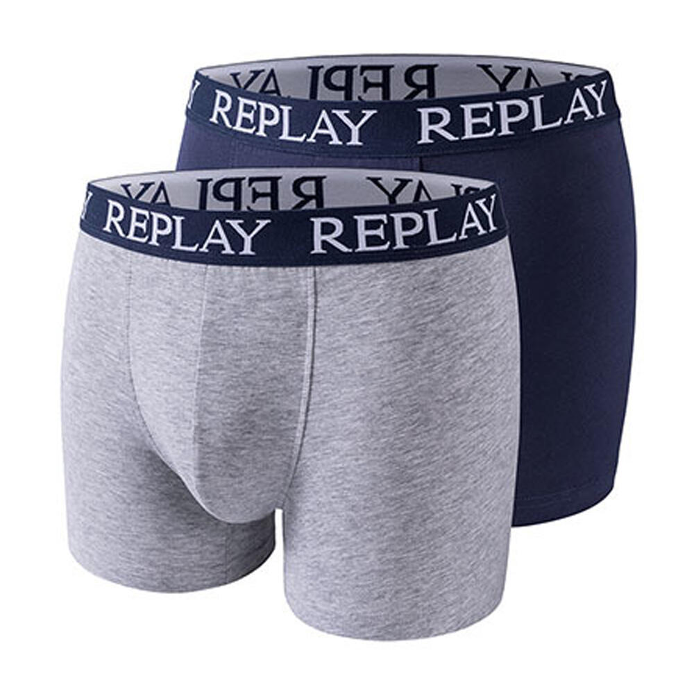 Mens Melange Boxer Shorts (Pack of 2) (Grey Melange/Indigo)