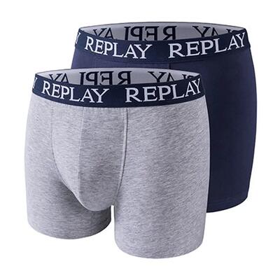 Heren boxershort melange (set van 2) (grijs gemêleerd/indigo)