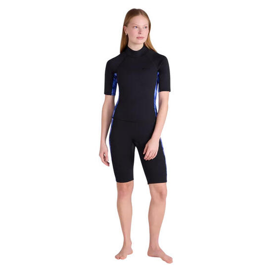 Combinaison De Plongée Motif/style Imprimé SHORTY Femme (Noir / Bleu Imprimé)