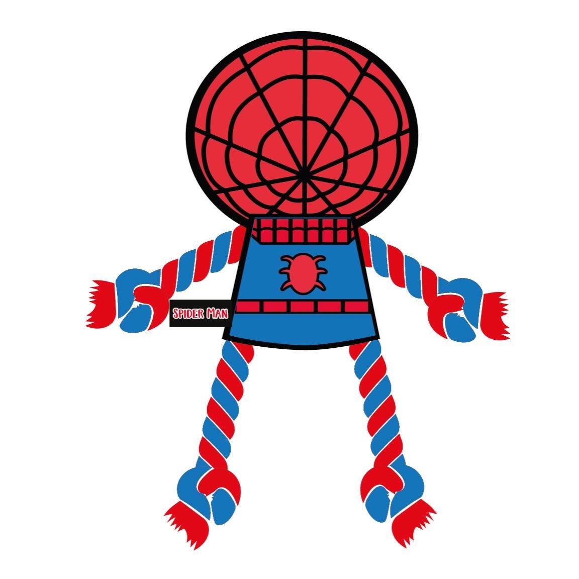 Corde à mâcher Spiderman pour chien, jouet à mâcher noué rouge et bleu 3/7