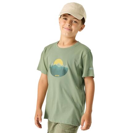 Tshirt Manches Courtes Motif/style Palmier BOSLEY Enfant (Rouge Orange Imprimé)