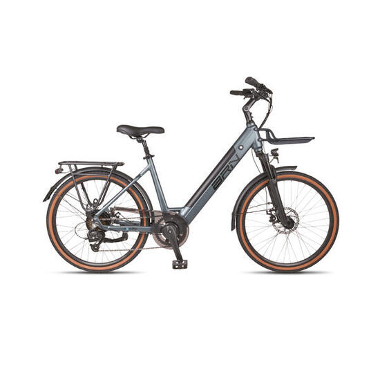 Rower Elektryczny Miejski BRN E-CITY LC 28" kobieta - torby w komplecie