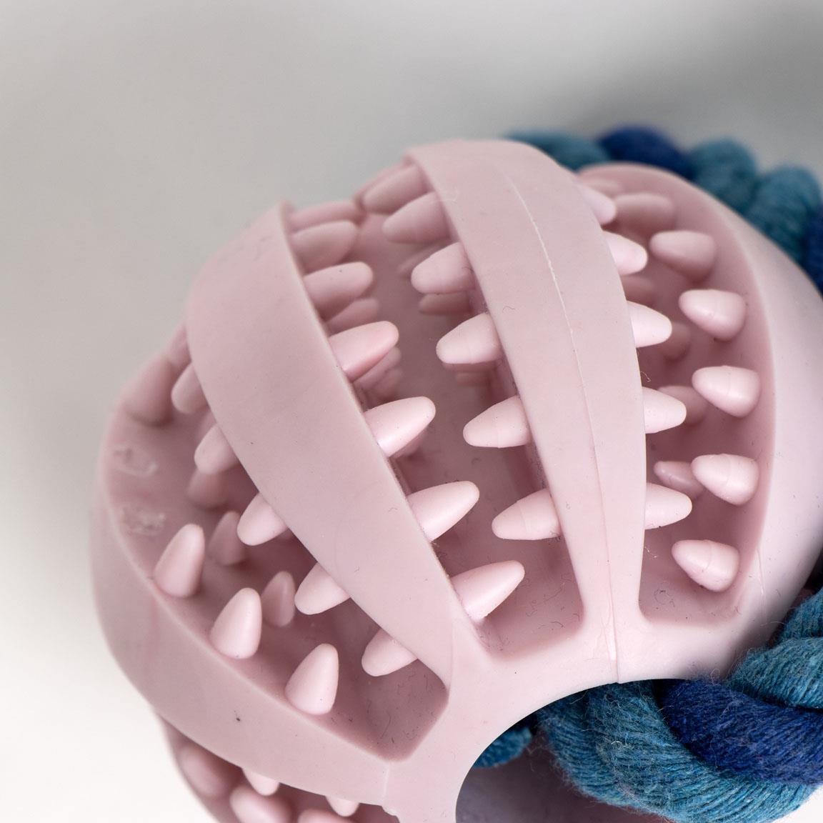 Juguete para Perro Stitch, Cuerda Mordedor Dental con Pelota Azul y Rosa 3/6