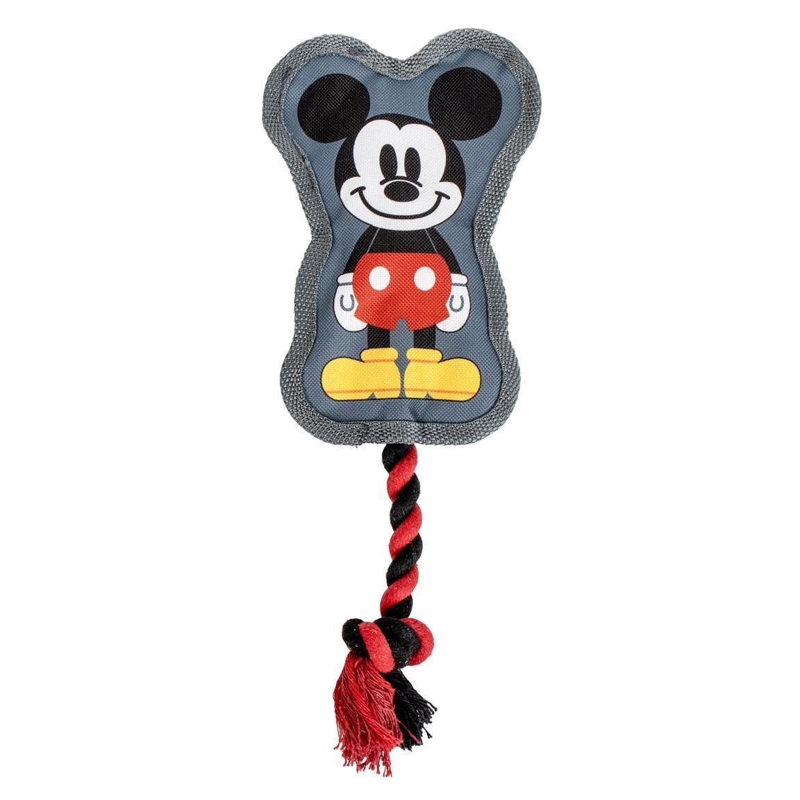 Jouet pour chien Mickey Mouse avec corde tressée, en tissu doux rouge et noir 5/7