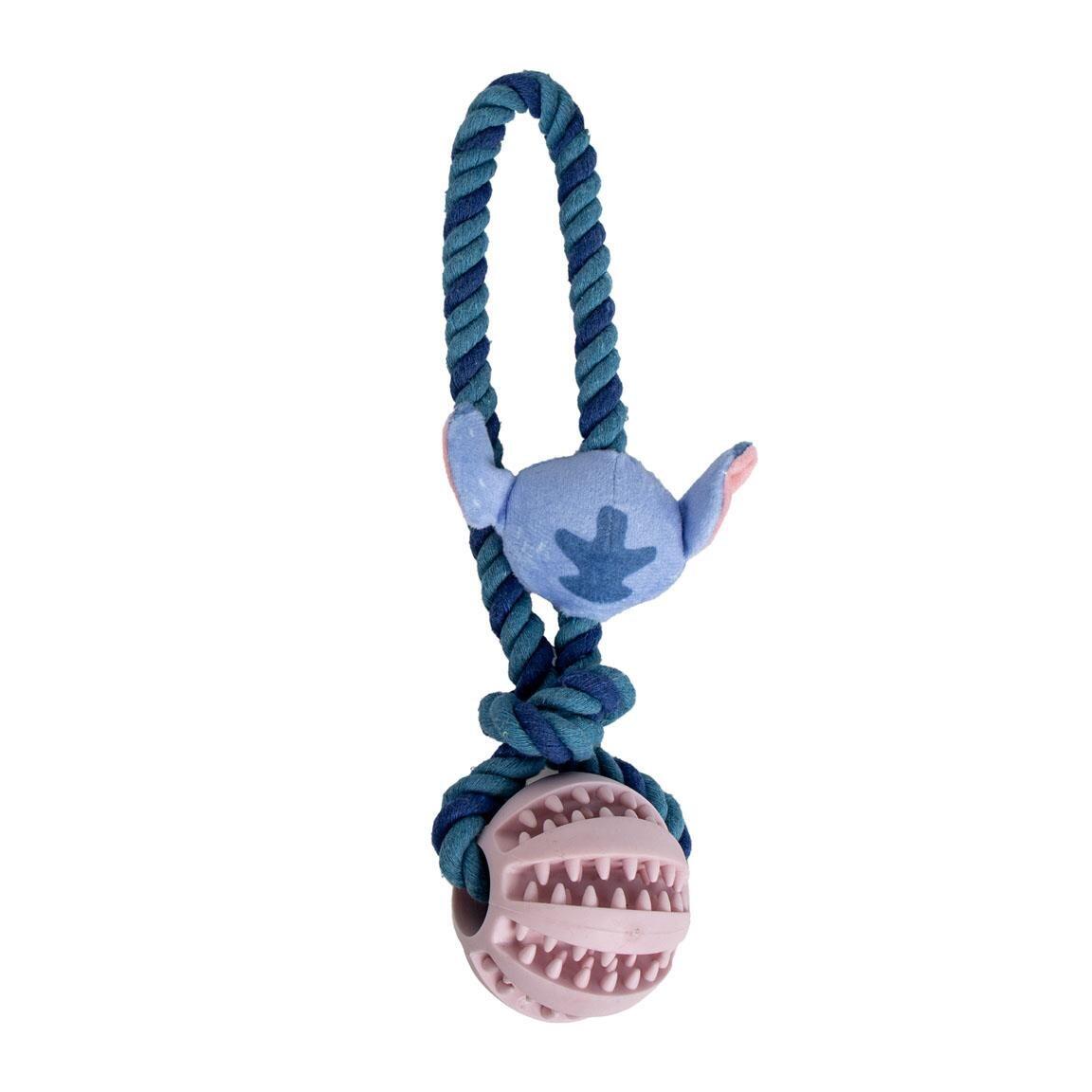 Juguete para Perro Stitch, Cuerda Mordedor Dental con Pelota Azul y Rosa 2/6