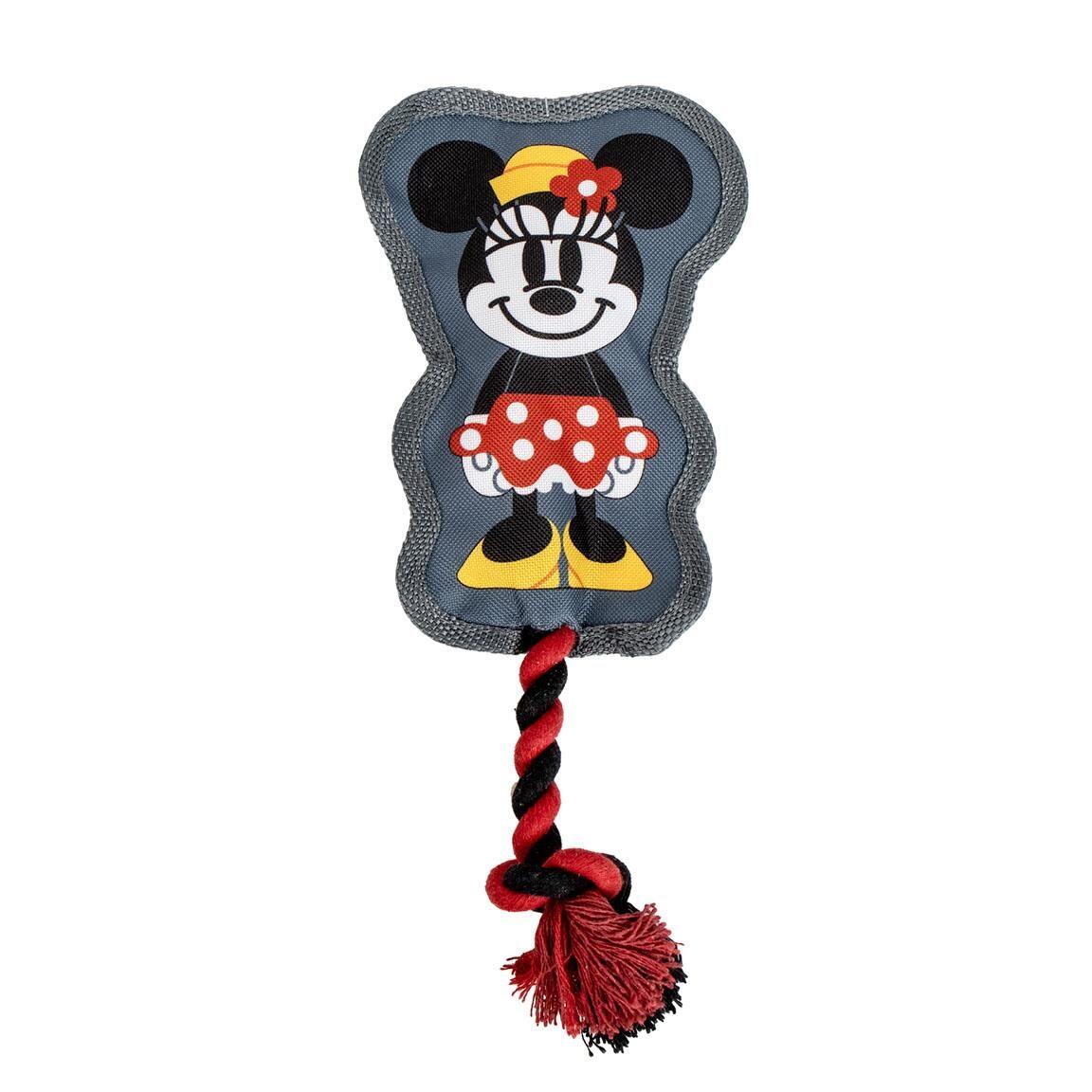Jouet pour chien Mickey Mouse avec corde tressée, en tissu doux rouge et noir 2/7