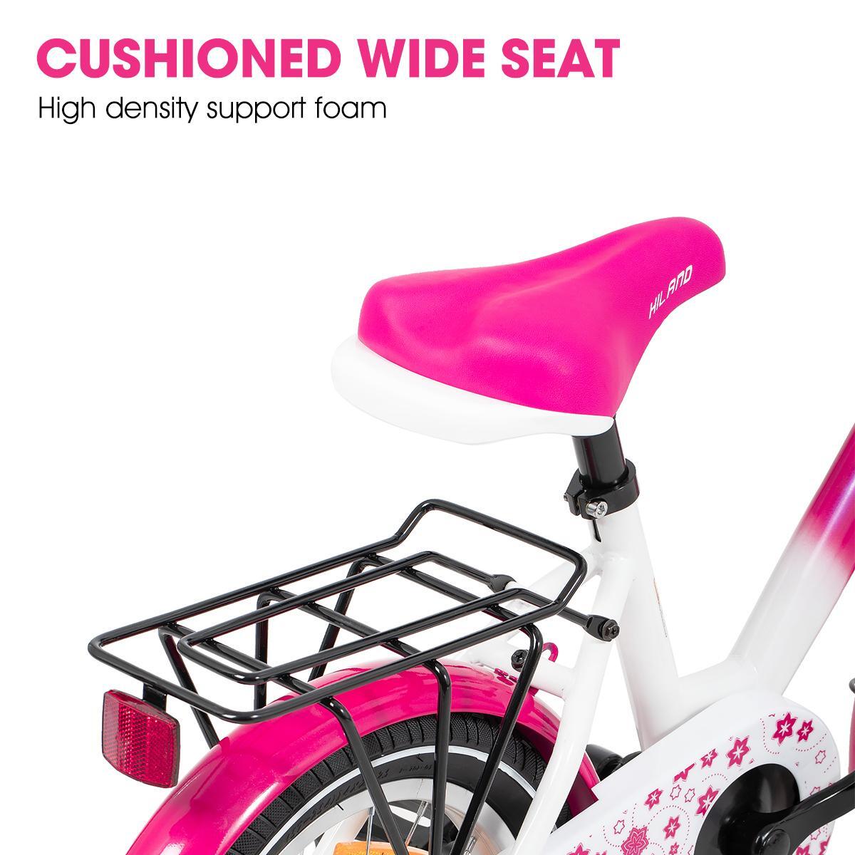 Fille vélo vélo enfant 12/14/16", roulettes, double frein, porte-bagages 5/6