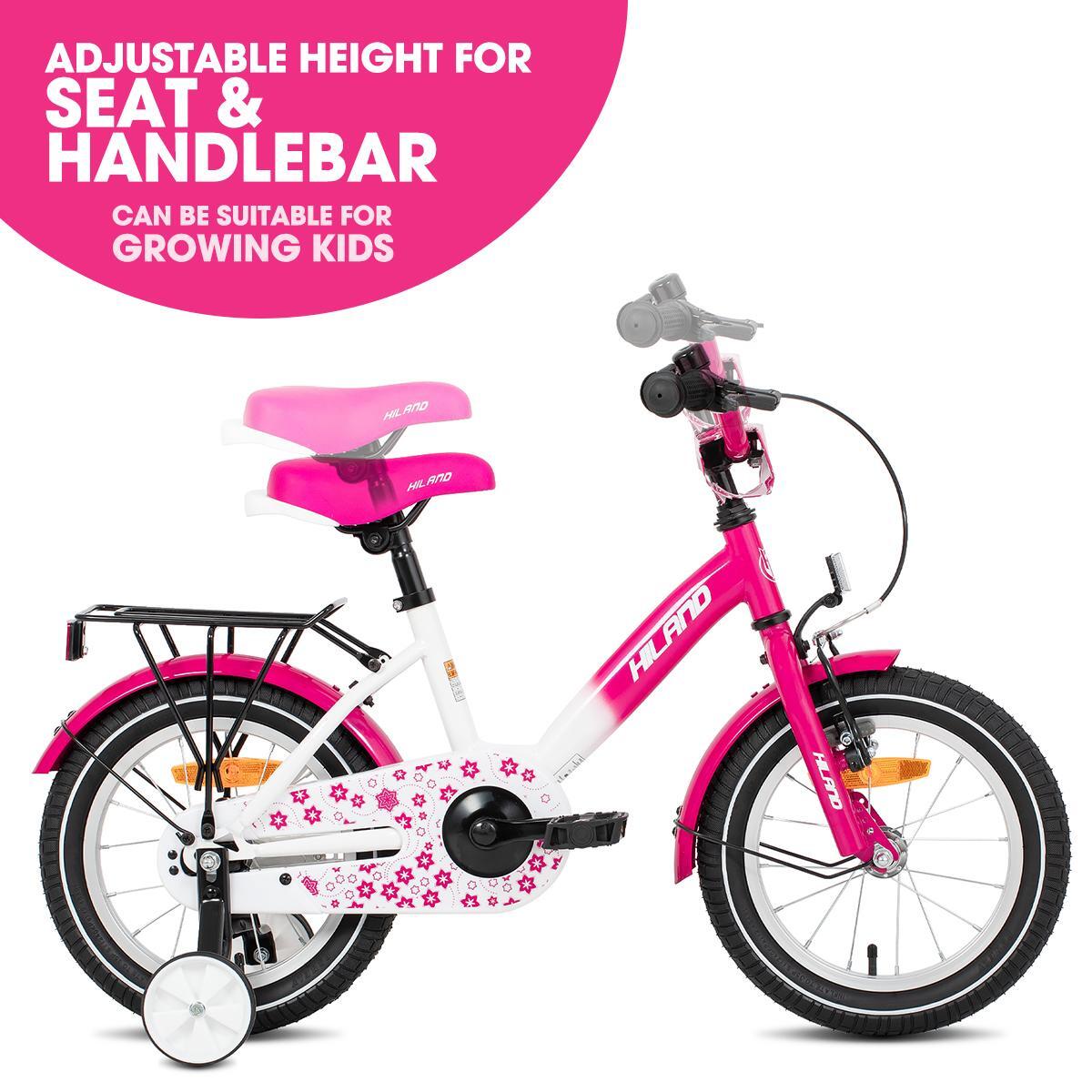 Fille vélo vélo enfant 12/14/16", roulettes, double frein, porte-bagages 3/6