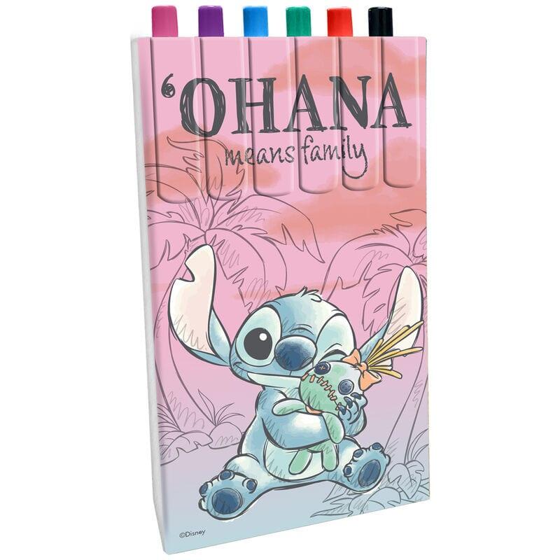 Conjunto de 6 canetas infantis Stitch para escola, multicoloridas com ponta de 3/3
